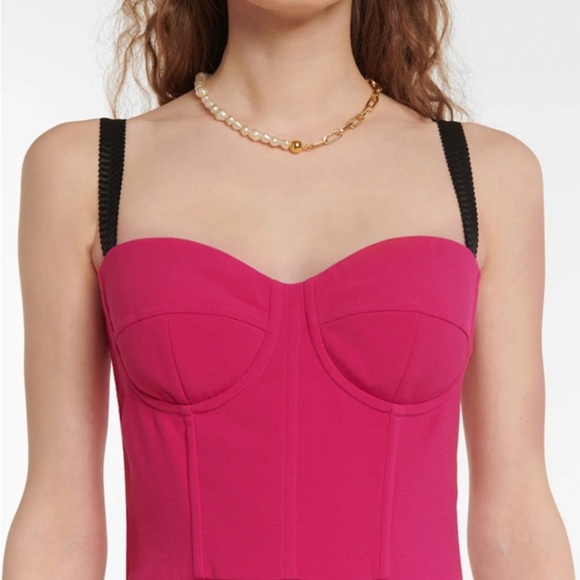 Dolce Gabbana 💋🖤💋 Bustier-Style Corset Midi Dress : Fuchsia : Sz: 38 (2-4) - Picture 3 of 10